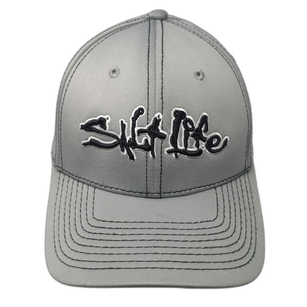 Salt Life Baseball Cap Gray OSFM Stretch Fit A-Flex Performance Embroidery Hat